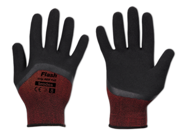 Ръкавици FLASH GRIP RED FULL латекс, размер 10 - Градински обувки и ръкавици