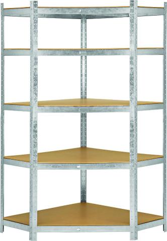 Ъглов стелаж поцинкован 180х90х90x40x40 см 5x175 кг - Метални стелажи