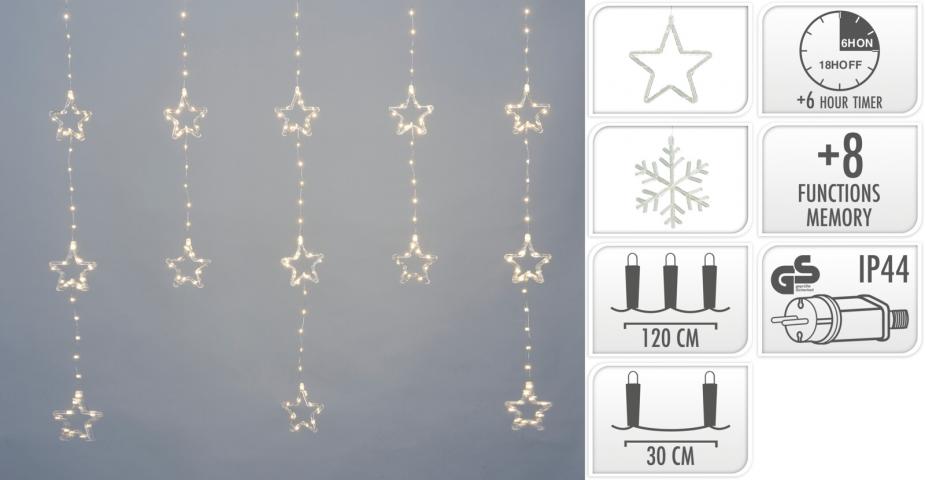 Светлинна завеса със звезди MICRO 235LED 120х120см, снимка 4 - Светеща мрежа/завеса