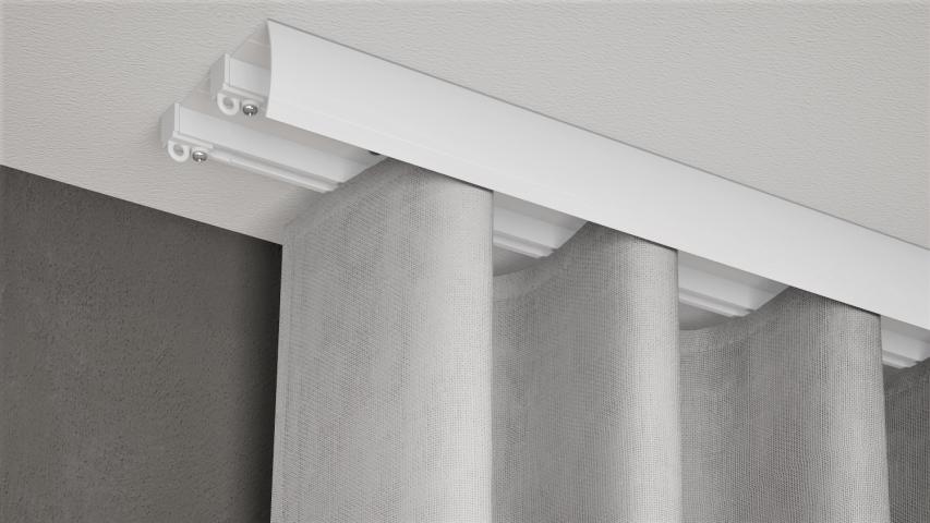 Двоен алуминиев корниз Олеа 350 см бял, снимка 3 - Метални корнизи