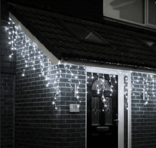 Светеща висулка 100 бели LED лампички - Светеща мрежа/завеса