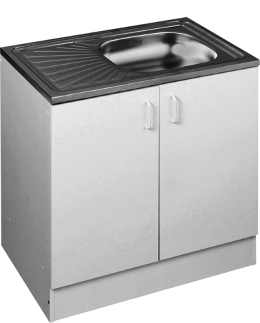 Долен шкаф с мивка 80х50 бял - Готови кухни