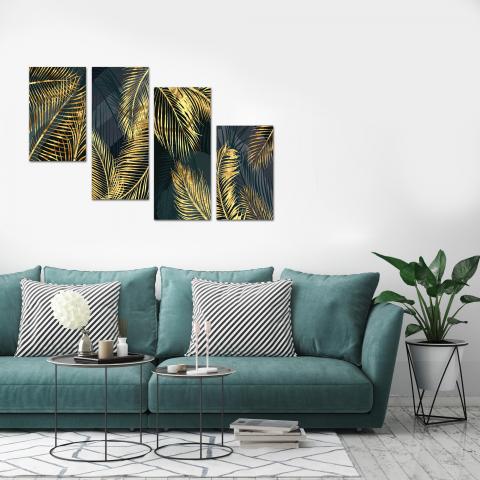 Деко пано 4 части Gold palm 120x70 см - Картини и рамки