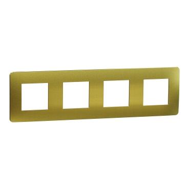 Декор. рамка Unica Studio Metal 4X,  злато/сл.кост - Ключове и контакти