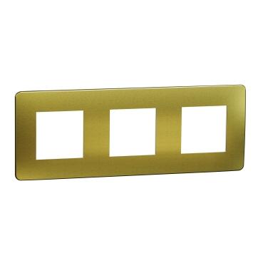 Декор. рамка Unica Studio Metal 3X,  злато/бял - Ключове и контакти