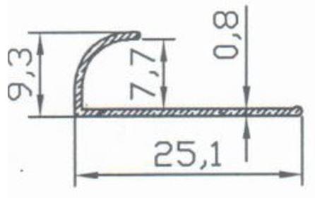 Външен ъгъл сребро 8mm/250см - Профили