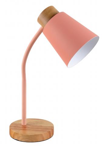 Настолна лампа Дея Е27 розова/дърво - Настолни лампи