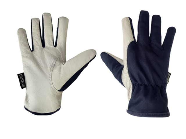 Ръкавици от кожа и трико AGAZ сини размер 10 - Кожени ръкавици