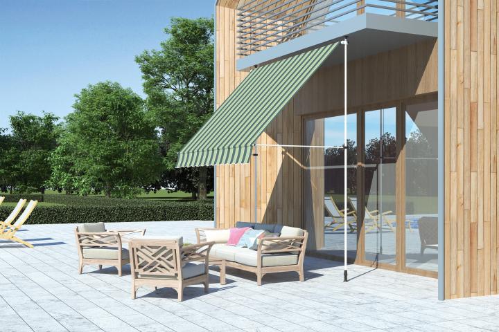 Тента 250x120 см бяло/зелено райе, снимка 2 - Тенти и сенници