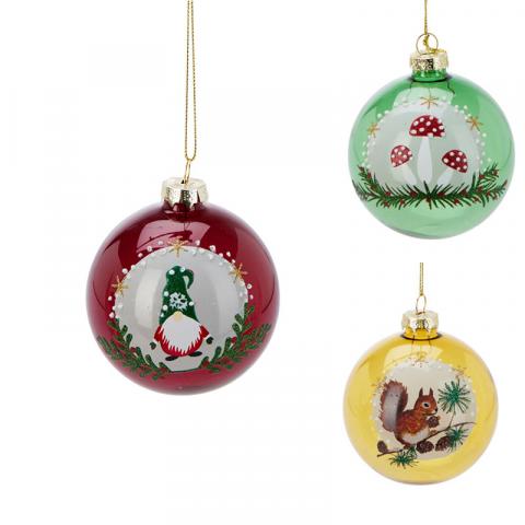 Коледна топка с картинка 8 см 3 дизайна - Коледа