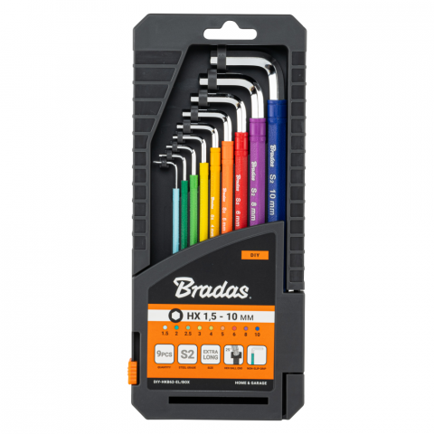Комплект шестограми Bradas 1.5-10 мм 9 бр., снимка 2 - Шестограми