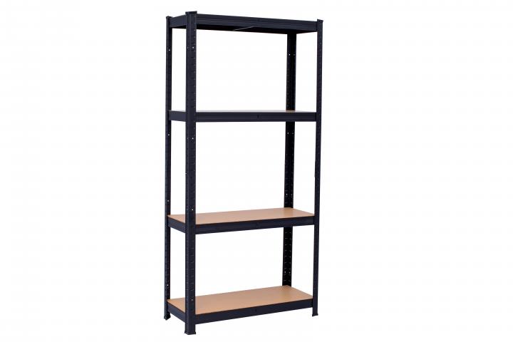 Стелаж 180х90х40 см 4х175 кг черен - Метални стелажи