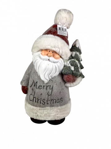 Фигура Дядо Коледа с елха 27х19х46 см магнезий - Коледни фигури
