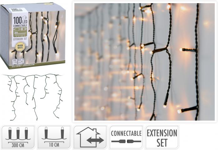 Светеща завеса Ледена висулка 100 LED топло бяла - Светеща мрежа/завеса
