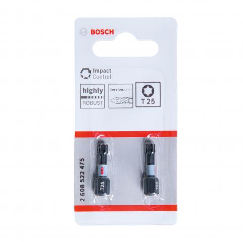 Комплект битове Impact Control T25 25 мм Bosch 2 бр - Битове