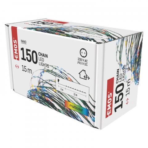 LED коледна верига зелена, 15м многоцветна, снимка 3 - Светеща верига