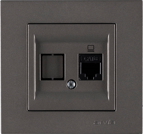KAREN антрацит розетка единична 1xRJ45 (CAT 6) - Ключове и контакти