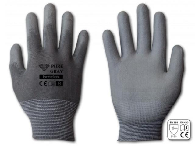 Ръкавици PURE GRAY PU полиуретанови, размер 9 - Ръкавици от изкуствени материи
