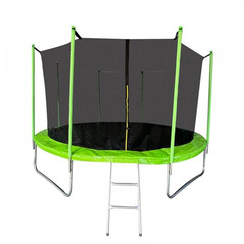 Батут диа. 366x64/229 см вътрешна мрежа/със стълба зелен - Стационарни играчки
