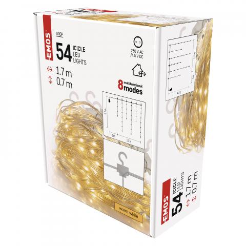 LED коледна верига-висулки, 1.7м топло бяло, снимка 2 - Светеща верига