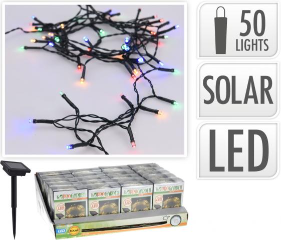 LED соларна верига 50бр RGB - Соларни лампи