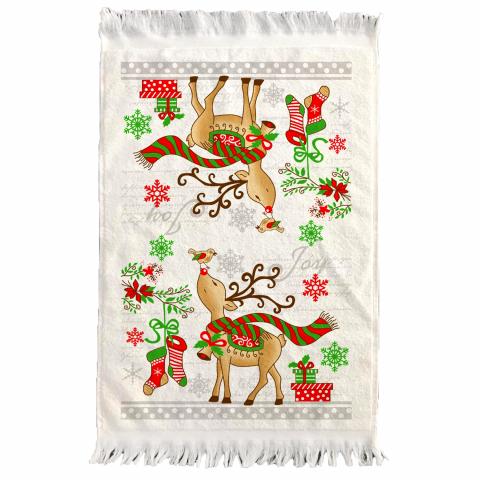 Коледна кърпа ресни 40x60 см, снимка 2 - Кухненски текстил