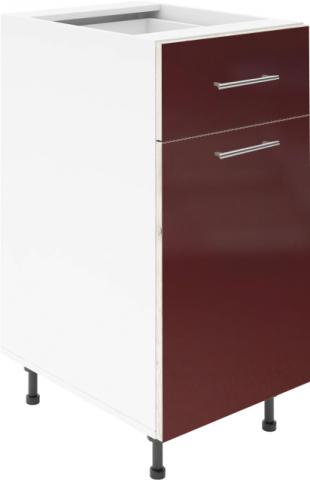 Крафт D2 долен шкаф с една врата и чекмедже 50см, бордо гланц - Модулни кухни с онлайн поръчка