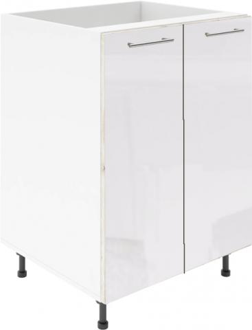 Крафт D6 долен шкаф с две врати (за мивка) 60см, бял гланц - Модулни кухни с онлайн поръчка