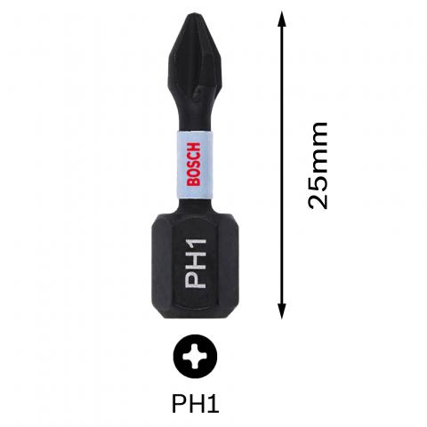 Комплект битове Impact Control PH1 25 мм Bosch 2 бр, снимка 2 - Битове