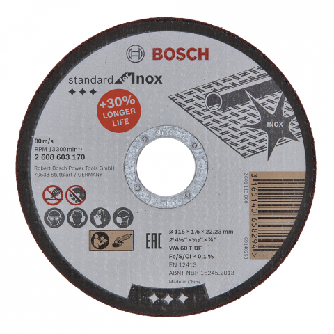 Диск за рязане  Инокс BOSCH 115x22,23x1,6 мм - Дискове за рязане на метал