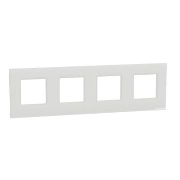 Декор. рамка Unica Pure 4X, хоризонтална, кристално бяло - Ключове и контакти