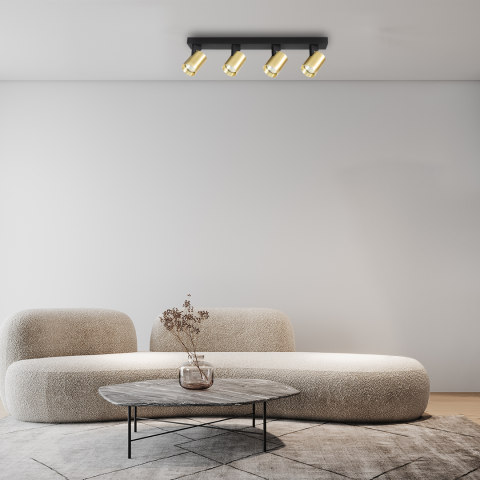 Спот четворка Volf  GU10 черен/злато, снимка 2 - Спотове