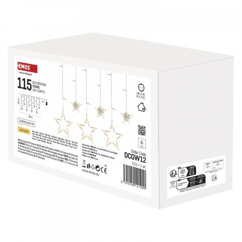LED коледна завеса - звезди, 185x105см топло бяла, снимка 2 - Светеща мрежа/завеса
