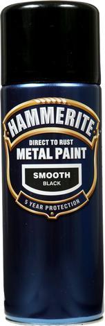 Спрей Hammerite 400мл, черен гланц - Спрей бои за метал