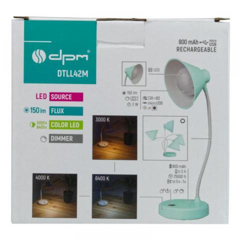 LED работна лампа, акумулаторна, 150 lm, 3000/4000/6400 K, зелен, снимка 2 - Лампи за бюро
