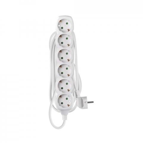 Разклонител 6x2P+E Schuko, кабел 3 м/1,5мм2, бял, Emos - Разклонители без защита