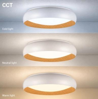 LED плафон Optonica 36 W бял/дърво, снимка 3 - Плафони