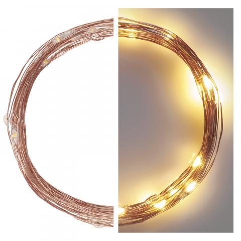 LED коледна верига медна, 4м топло бяла, снимка 2 - Светеща верига