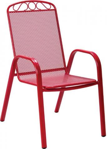 Градински стол MELFI с подлакътници, червен - Метални столове