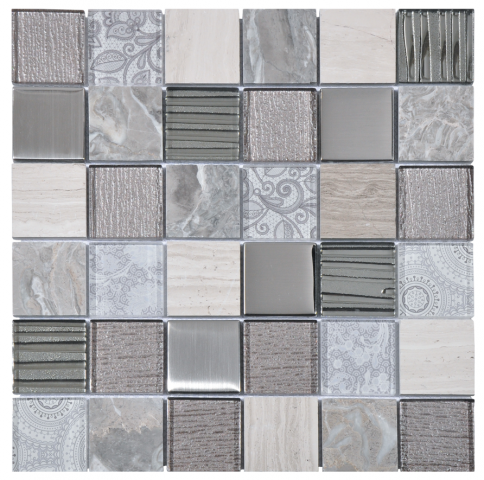 Мозайка Elements Grey 30x30 - Стъклено-каменни
