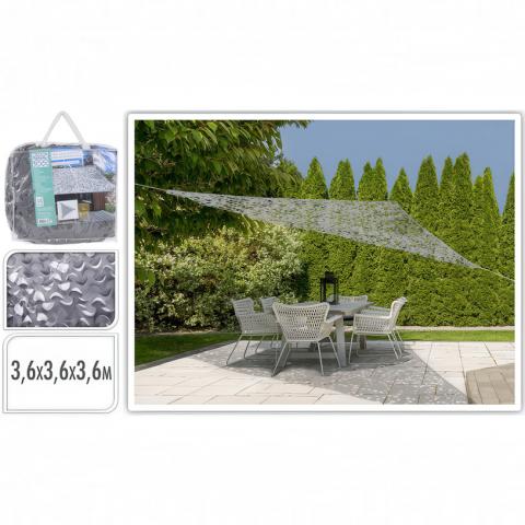 Камуфлажен сенник триъгълен 3.6х3.6х3.6м св.сив, снимка 2 - Тенти
