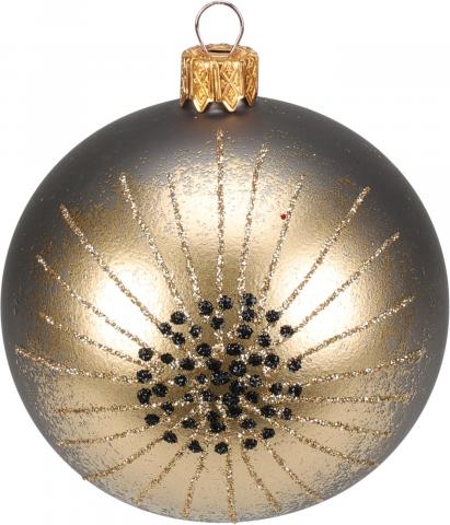 Коледна топка 6см, 
блестяща звезда, 
сива/черна, стъклена,
ръчна изработка, снимка 2 - Коледа