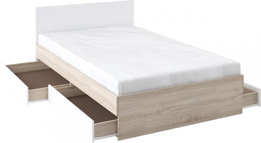 Легло Дамяна В 120/200 с 4 чекмеджета, дъб сонома/бяло, снимка 2 - Легла