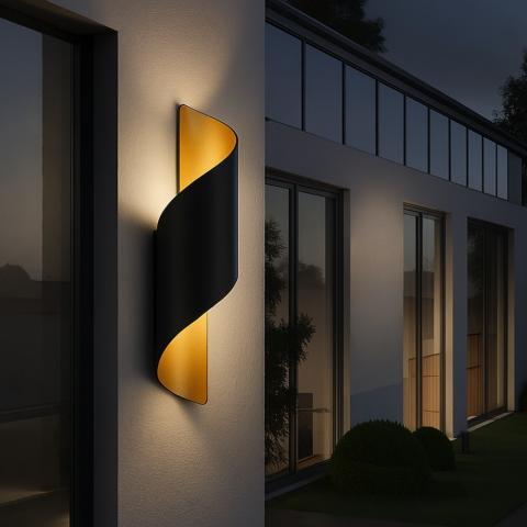 LED фасаден аплик APOLLO 230V 2x5W 4000К IP54 черно/злато, снимка 5 - Градински лампи