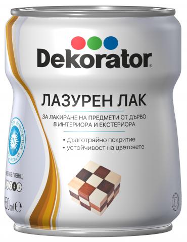 Лазурен лак Dekorator 0.65л, тъмен махагон - Алкидни лазурни лакове