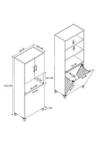 Шкаф за пране с кош DAMLA антрацит, снимка 2 - Гардероби