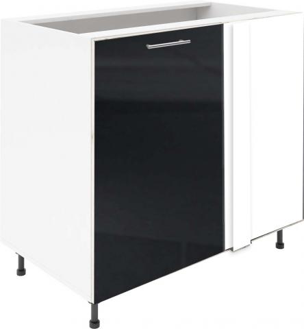 Крафт D7A долен шкаф с една врата и мъртво(300) 50см, черен гланц - Модулни кухни с онлайн поръчка
