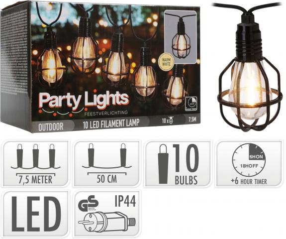 LED верига Едисон филамент - 10 бр - Соларни лампи