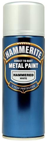 Спрей Hammerite 400мл, бял хамър ефект - Спрей бои за метал