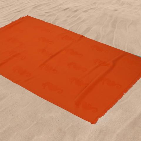 Плажна кърпа Морско конче 100x170 см оранж - Хавлии и халати